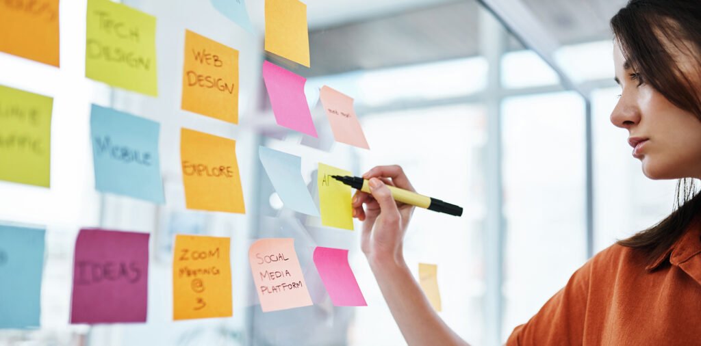 woman creating a marketing plan