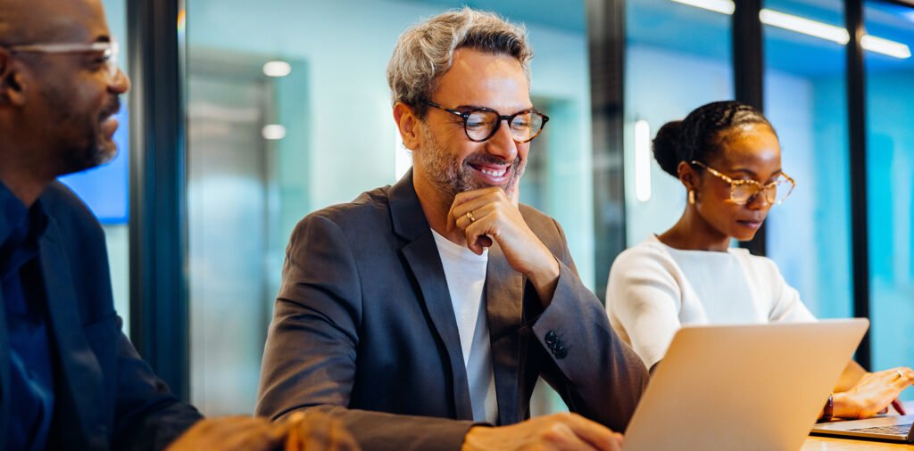 marketing man using laptop